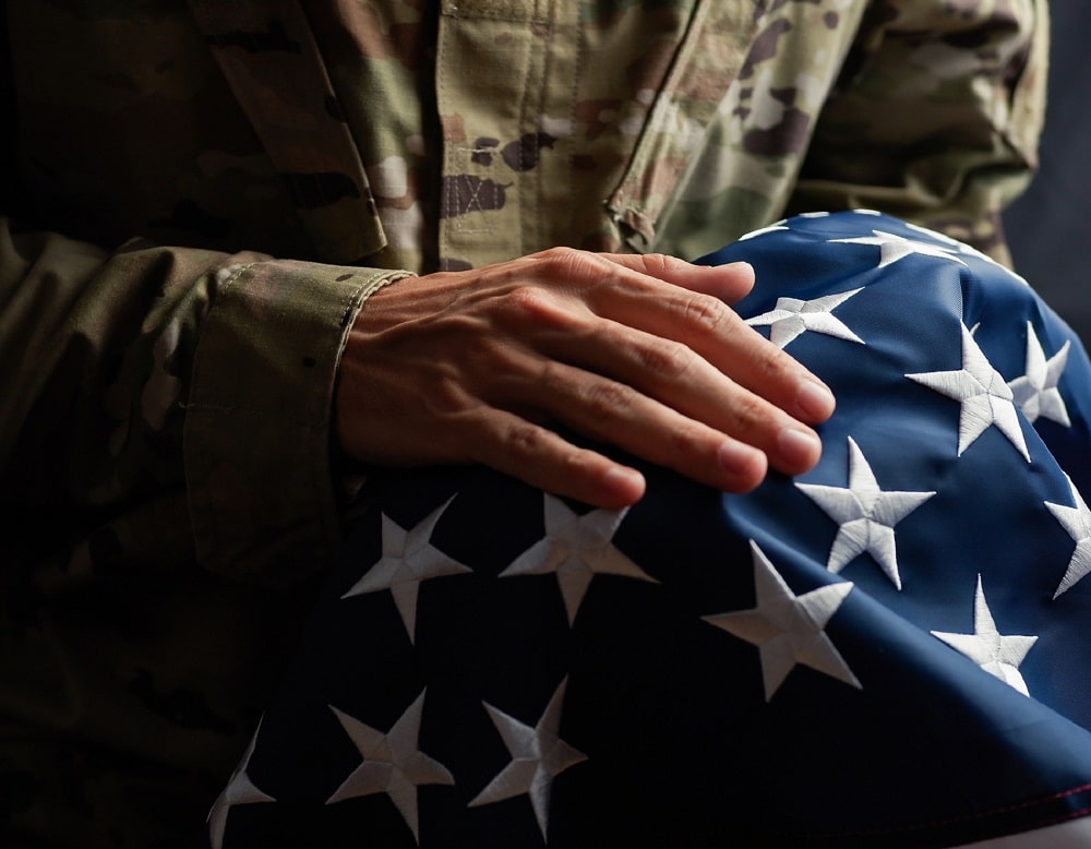 soldier with USA flag