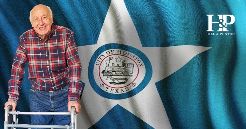 Houston disabled veteran with walking aid